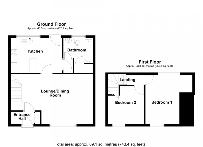 Floorplan for Nightingale Street, Abercanaid, Merthyr Tydfil