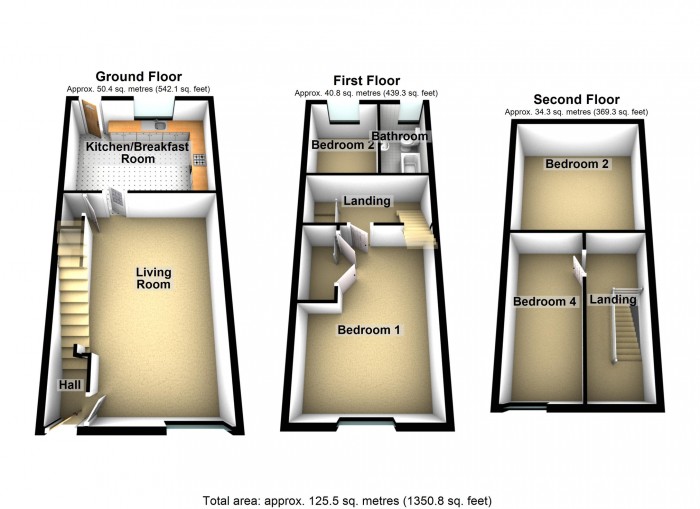 Floorplan for Industrial Terrace, Troedyrhiw, Merthyr Tydfil, Mid Glamorgan