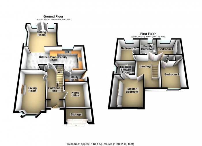 Floorplan for Windsor Drive, Miskin, Pontyclun