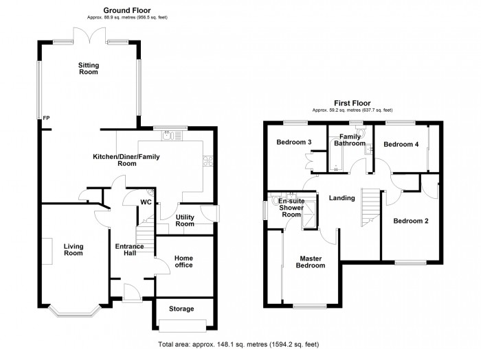 Floorplan for Windsor Drive, Miskin, Pontyclun