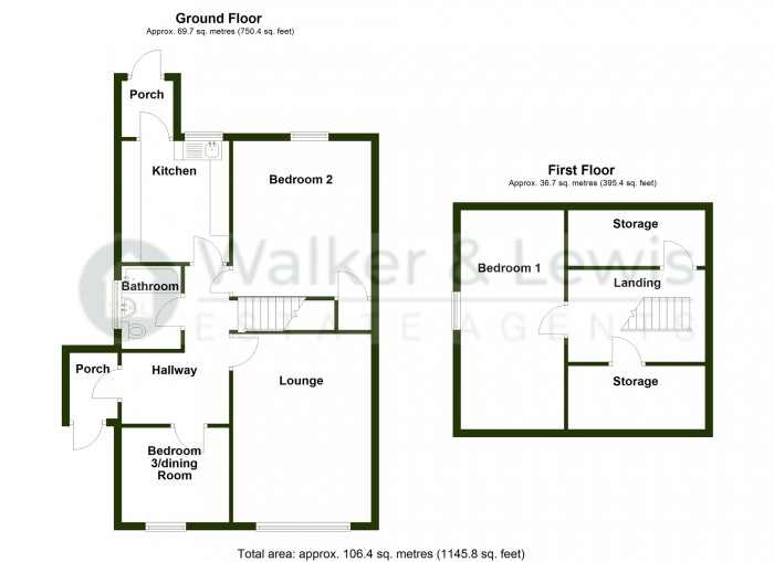 Floorplan for Exeter Close, Heolgerrig, Merthyr Tydfil,CF48 1SR