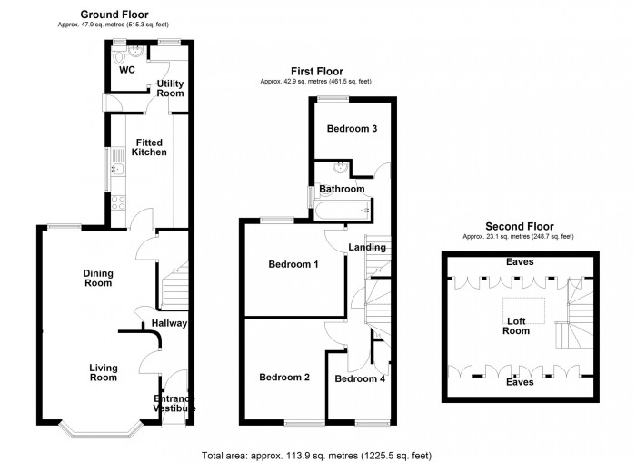 Floorplan for Tudor Terrace, Merthyr Tydfil,