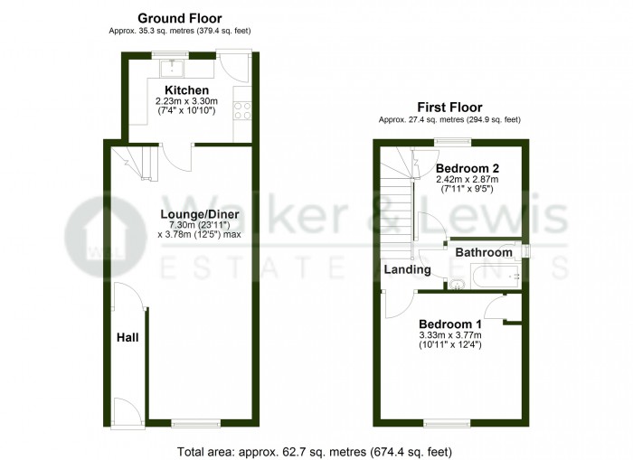 Floorplan for Cemetery Road, Glyntaff, Pontypridd, Rhondda Cynon Taf