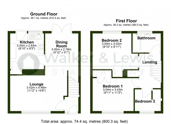 Floorplan for Marlborough Close, Llantwit Fardre, Pontypridd, Rhondda Cynon Taf